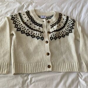 Old Navy Cream Fair Isle Cardigan Sweater Size M